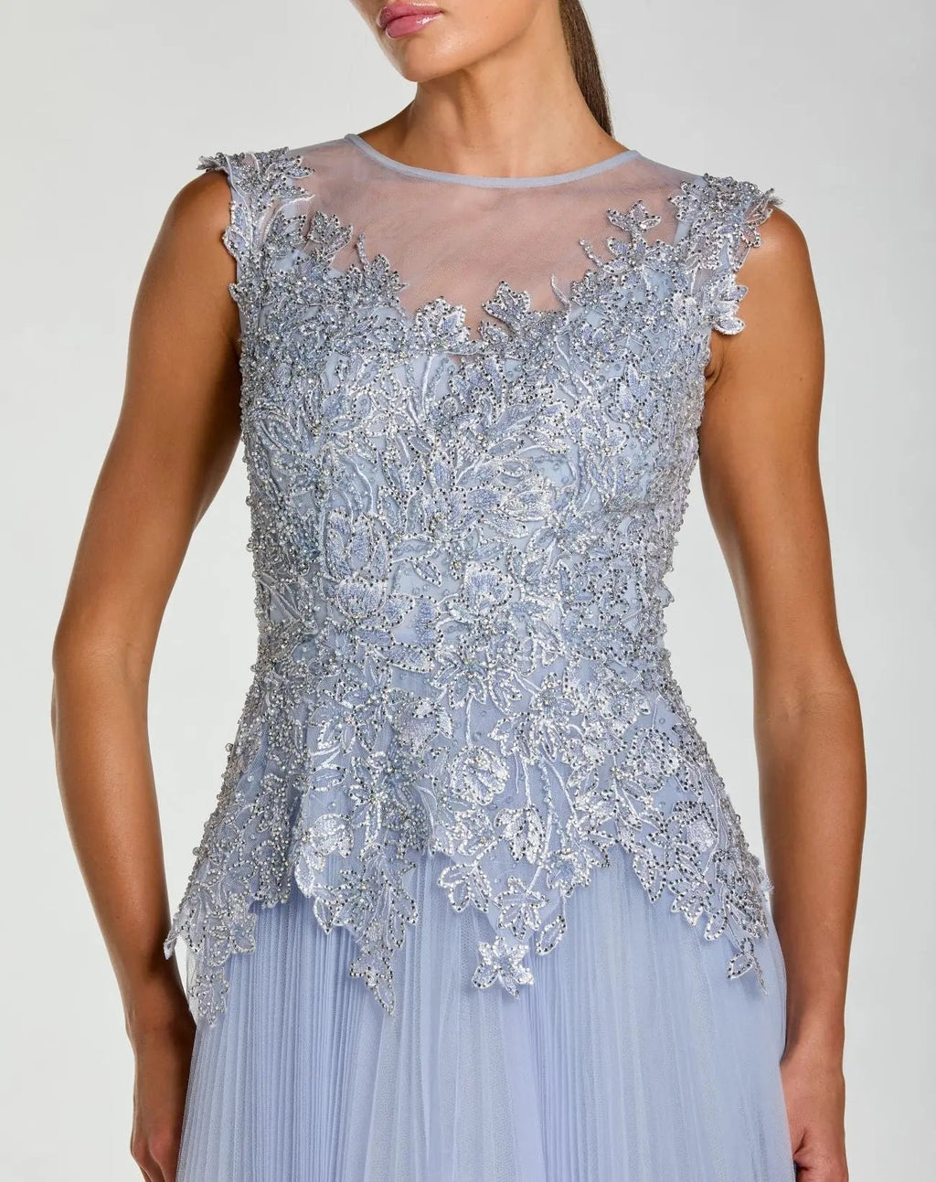 Purple Sleeveless Embellished Bodice A-Line Gown