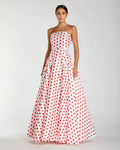 White Strapless Polka Dot Mikado Ball Gown