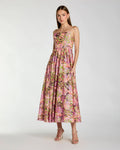 Multicolor Strapless Sequin Floral Midi Dress