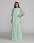 Green Sequin Floral Kaftan Gown
